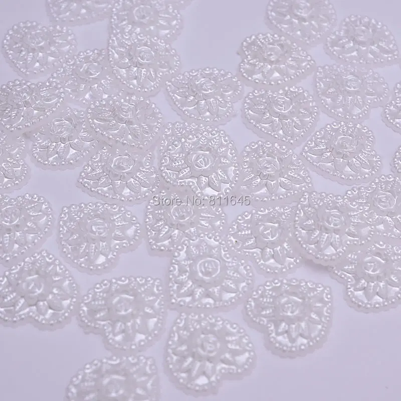 

500pcs Flatback 17mm mitation pearl heart shaped flower pearls craft art