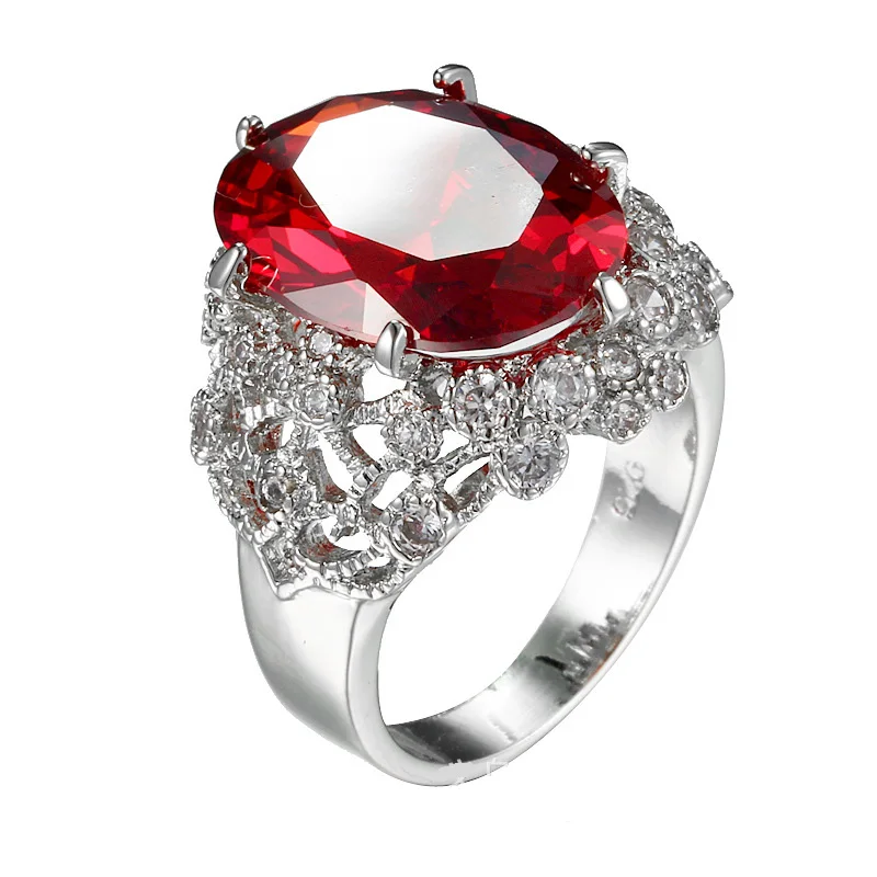 Женское Обручальное Кольцо Red Created Rubies Solitaire кольцо из настоящего стерлингового