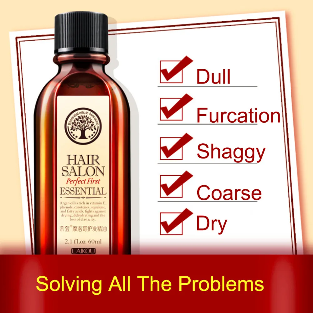 

60ml Essential Oil Haircare Hair Scalp Care Treatment Morocco Argan Oil for Moisturizing Soft Damage Hair Repair Products Woman