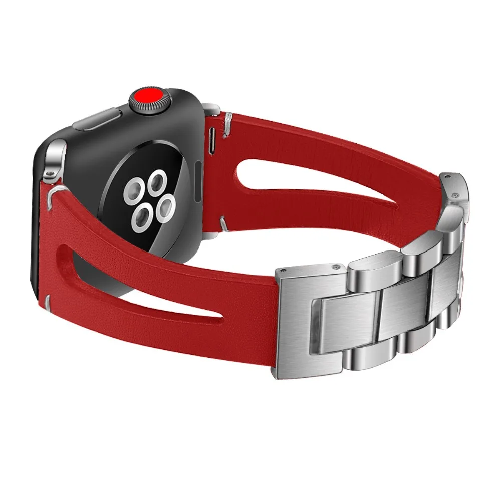 Кожаный ремешок для apple watch, ремешок для apple watch 5, 4, 3, 44 мм, 40 мм, iwatch, 42 мм, 38 мм, ремешок из нержавеющей стали, застежка, браслет, аксессуары