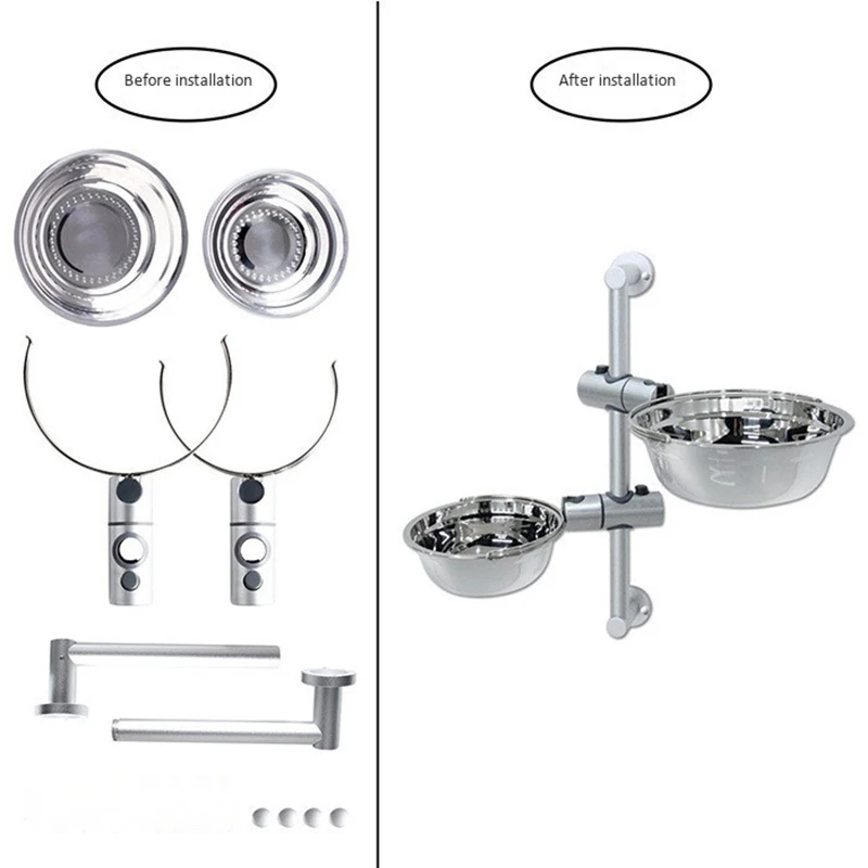 Повышенная двойная миска для еды собак поднос Diy Регулируемая из нержавеющей