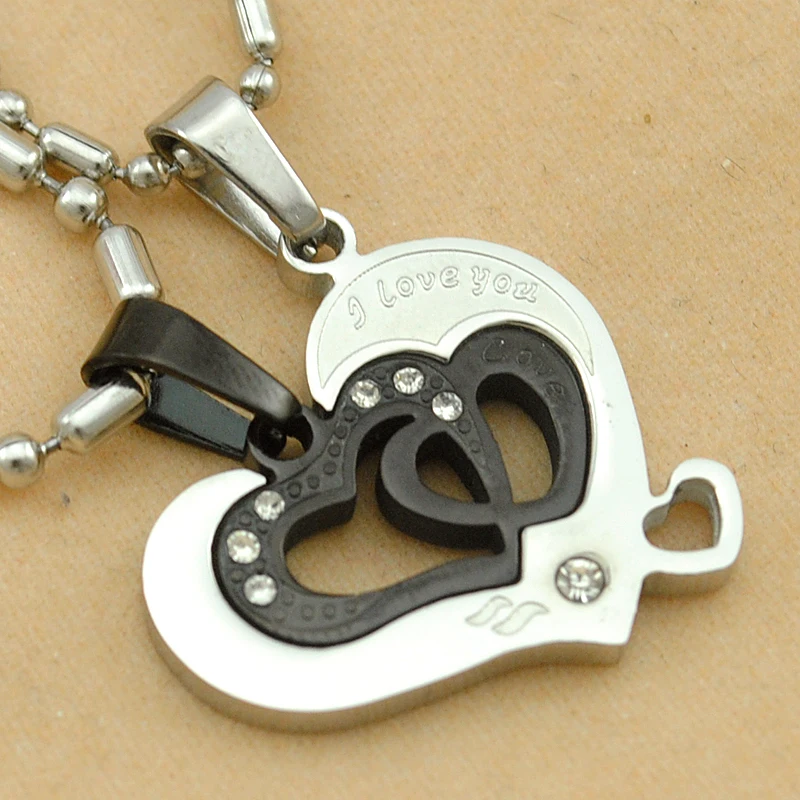 &quotI Love You&quot Hearts Jigsaw Puzzle Couple Necklace Stainless Steel Pendant For Men Women Jewellery Party Gift 2019 Jewelry |
