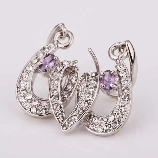 Free shipping 18K GP gold plated jewelry earring nickel free tin alloy rhinestone crystal platinum drop earrings SMTPE100 | Украшения и