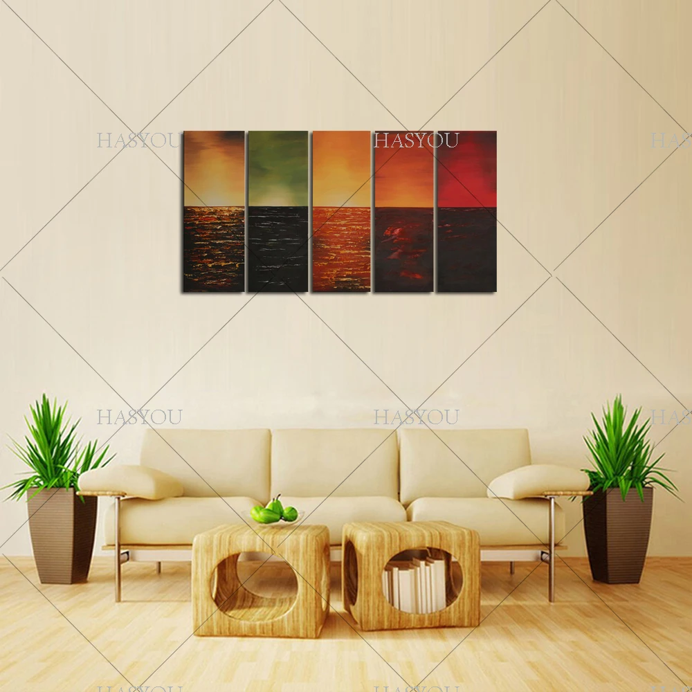 Ручной работы холст картины маслом Декор Абстрактная Радуга Цвет современного