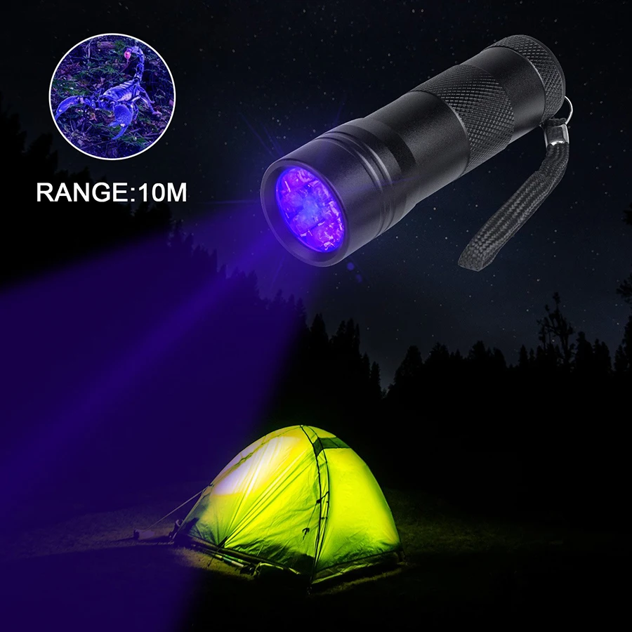 

12 LEDs 395nm UV Handheld Flashlight Black Light Ultraviolet Urine Detector Torch linterna For Dog/Cat/Pet Urine & Dry Stains