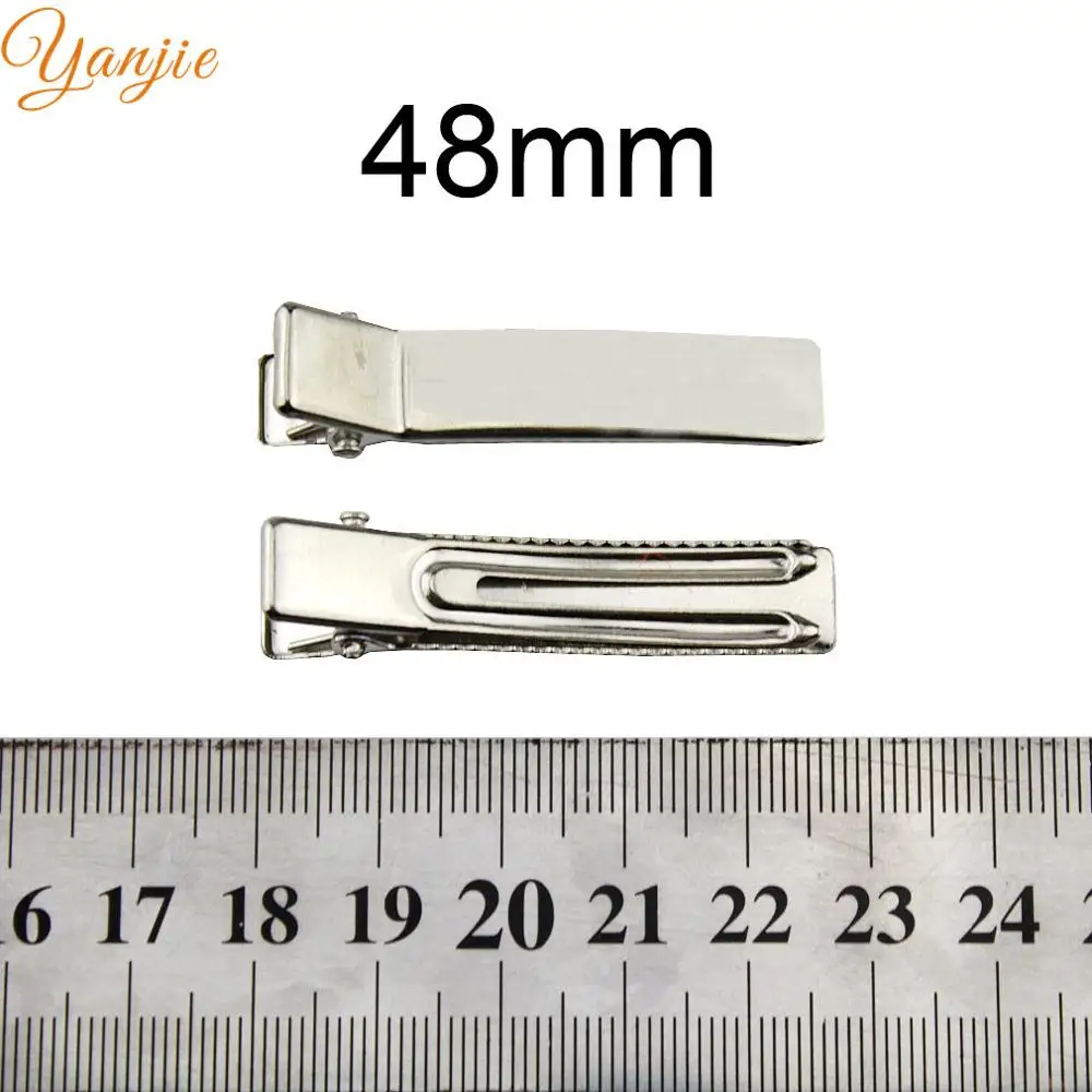 48mm double prong 100 шт./лот, один зубец, крокодил, заколки с зубами, бутиковые заколки для волос, заколки для волос DIY, бант для волос/аксессуары - Цвет: 48mm double prong