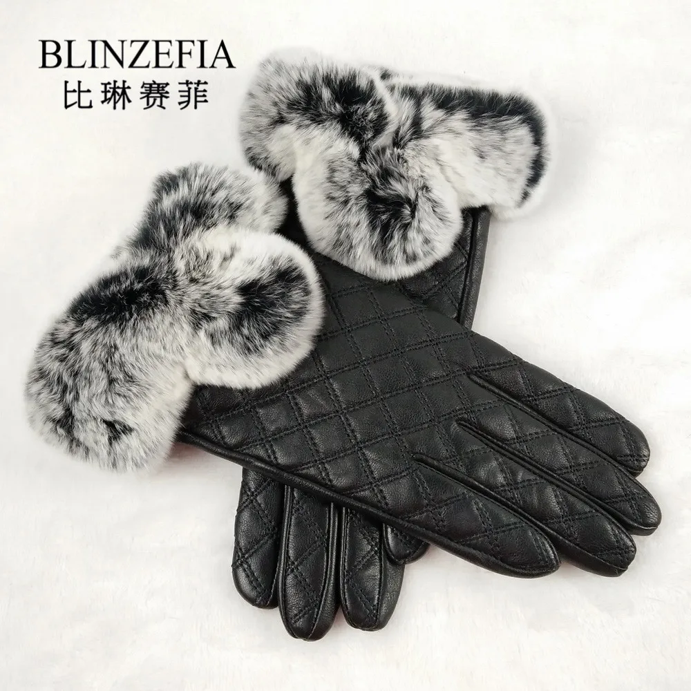 New 2019 Real Rex Rabbit Fur Women Gloves Winter Genuine Sheep Leather Mittens Fashion Touchscreen gloves Free Shipping BZ8002 | Аксессуары