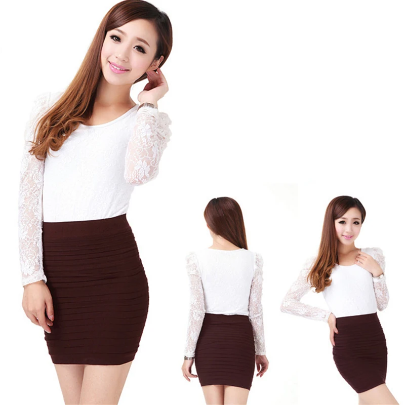 Осенняя юбка средней длины женские юбки больших размеров Женская плиссированная