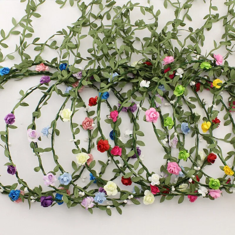 

9 Colors Tassel Shaped Flower Headband Bohemian Floral Crown Wedding Garland Forehead HeadBand Beach Wreath Wedding Bride Crown