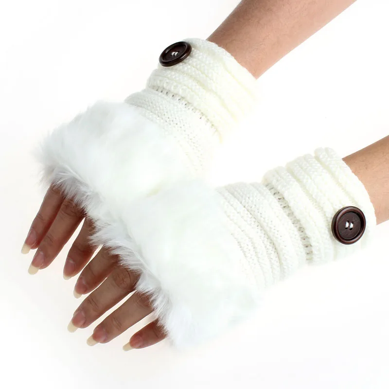 

Hot Lovely Women Cat Claw Paw Mitten Plush Glove Women Warm Winter Faux Rabbit Fur Wrist Fingerless Gloves Mittens WH Y418
