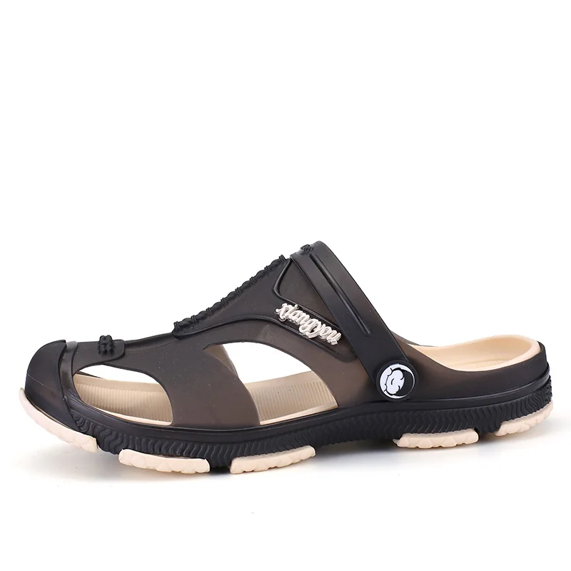 Мужские Пляжные Шлепанцы из ПВХ двухсторонние сандалии на платформе тапочки в