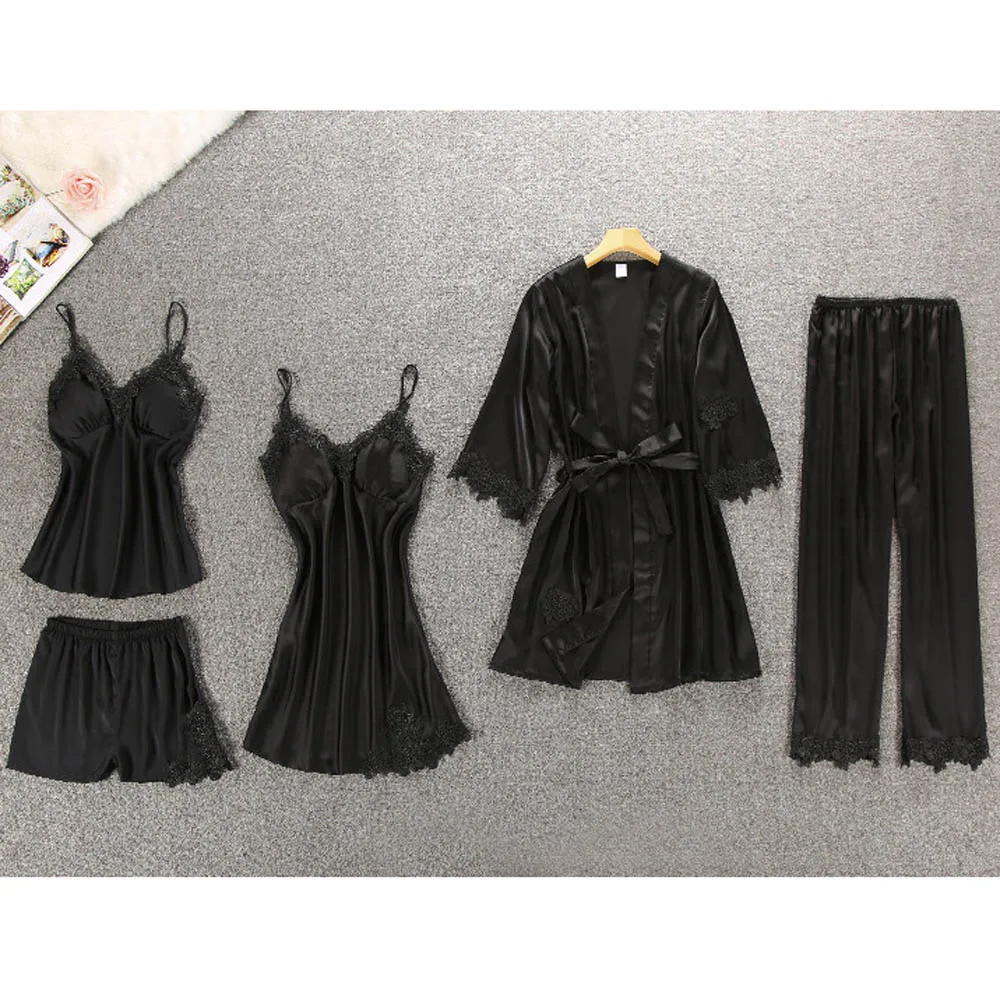 Женское сексуальное атласное шелковое вечернее платье кимоно Ночной комплект