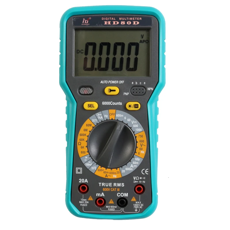 HD80D 6000 Counts Digital Multimeter ACV/DCV Electric Handheld Tester |