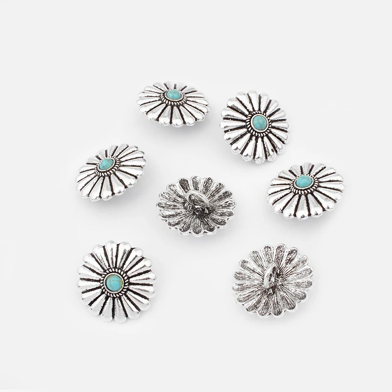 5 шт. серебристые ретро из сплава цинка овальные/круглые бирюзовые ромашки цветы