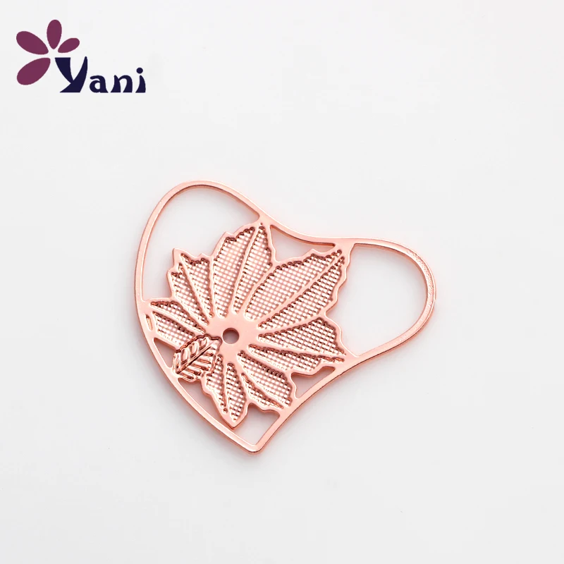 

Подвески для стеклянных медальонов CHM #313, 20 шт./лот, сплав, розовое золото, кленовый лист, сердца