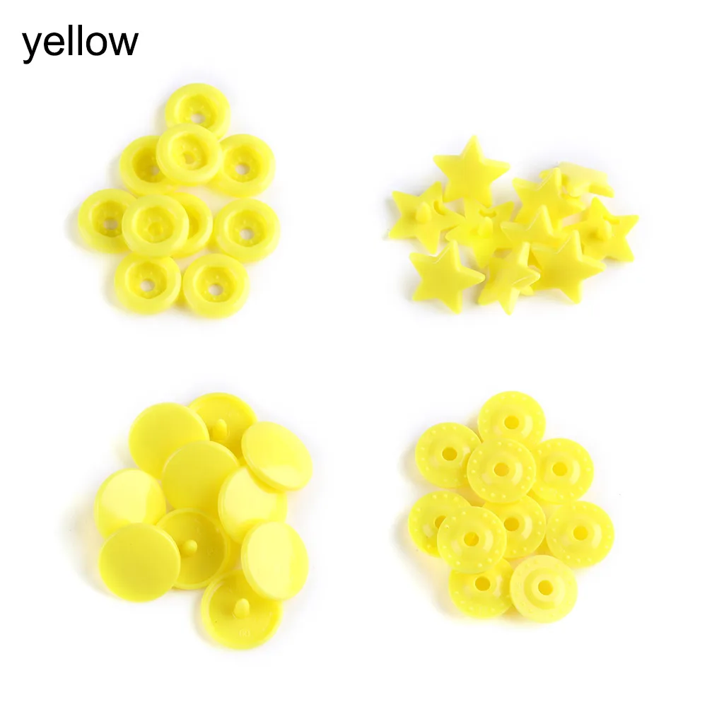 yellow 10 наборов(40 шт.) пластиковые защелки, аксессуары для одежды, сделай сам, скрапбукинг, для шитья, полимерные кнопки, пресс-шпильки, крепежи, 13 цветов - Цвет: yellow