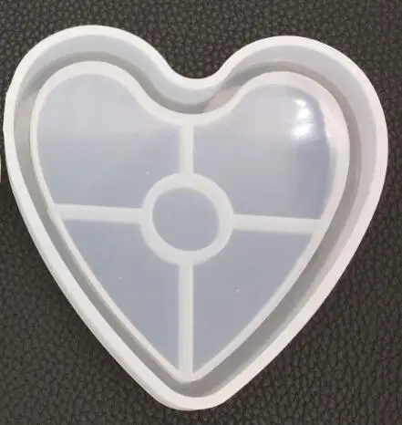 heart Сердце шестиугольник аксессуары лоток силиконовые формы DIY смолы ювелирные изделия ручной работы квадратная чашка блюдо круглый цветок брелок пластины формы инструмент - Цвет: heart