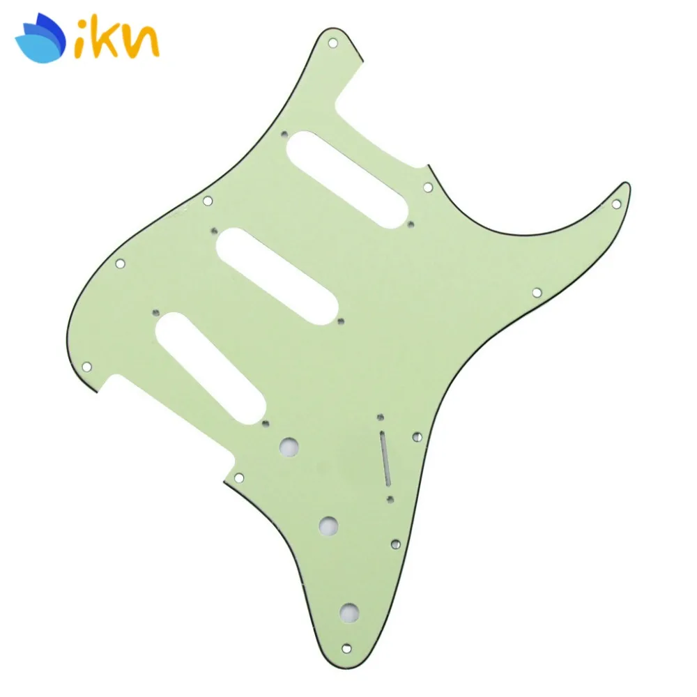 3Ply мятно-зеленая Гитара Pickguard скретч пластина Страт SSS 11 отверстий для электрогитара Strat