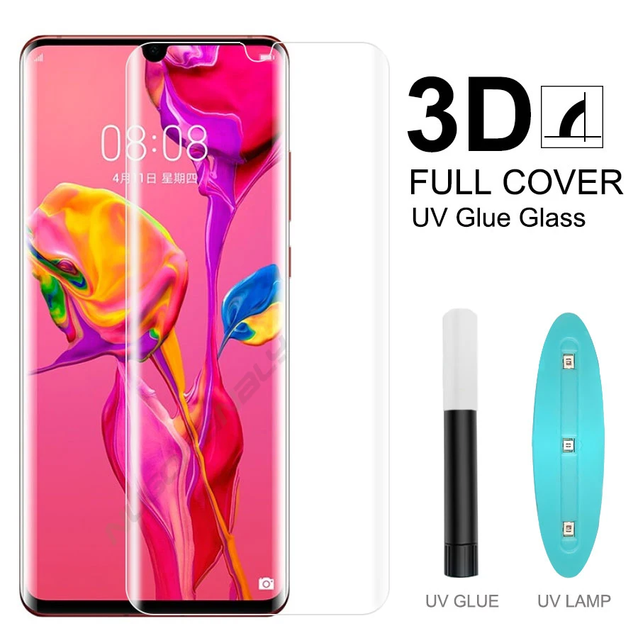УФ жидкое 3D изогнутое полное клеевое закаленное стекло для HUAWEI P30 P20 Lite Pro защита экрана полное покрытие для mate 20 Lite Pro