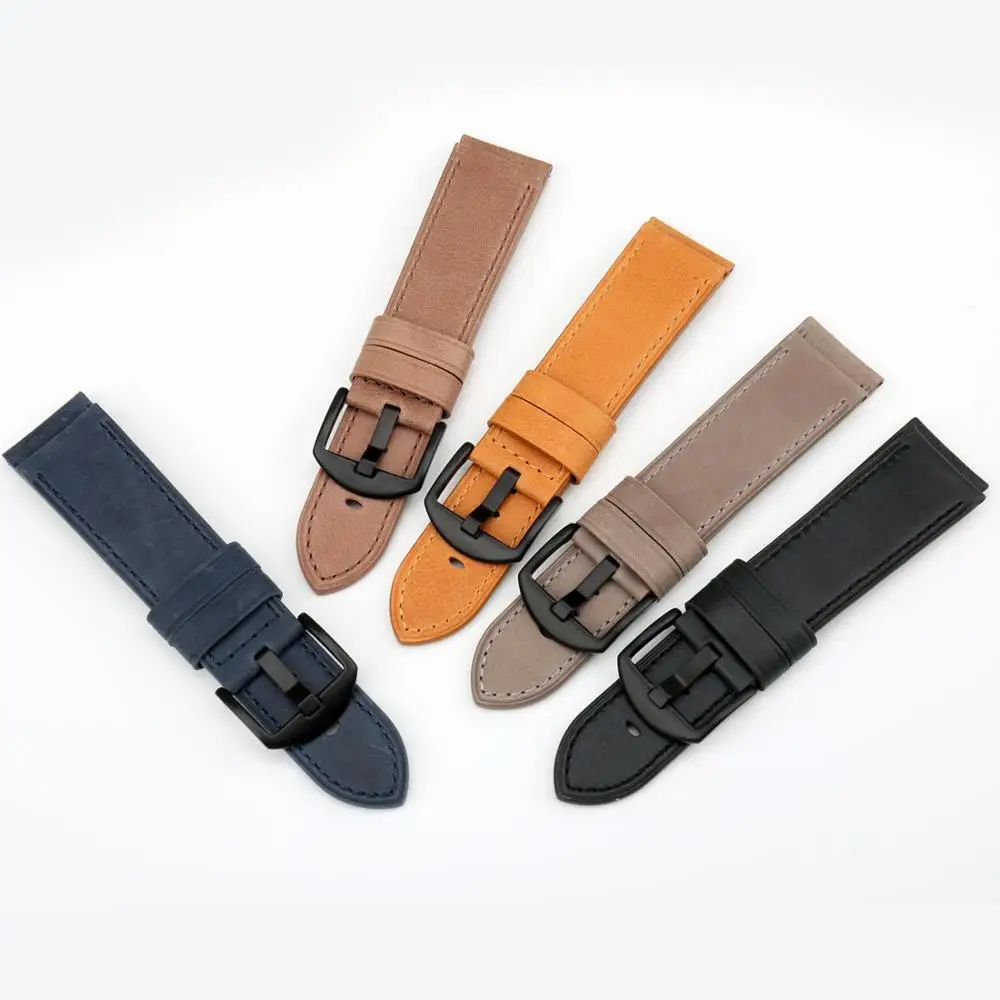 

MAIKES Genuine Leather Watch Accessories Yellow Brown Watch Strap 24mm Watch Band 22mm Watch Bracelets leatherman Watchband
