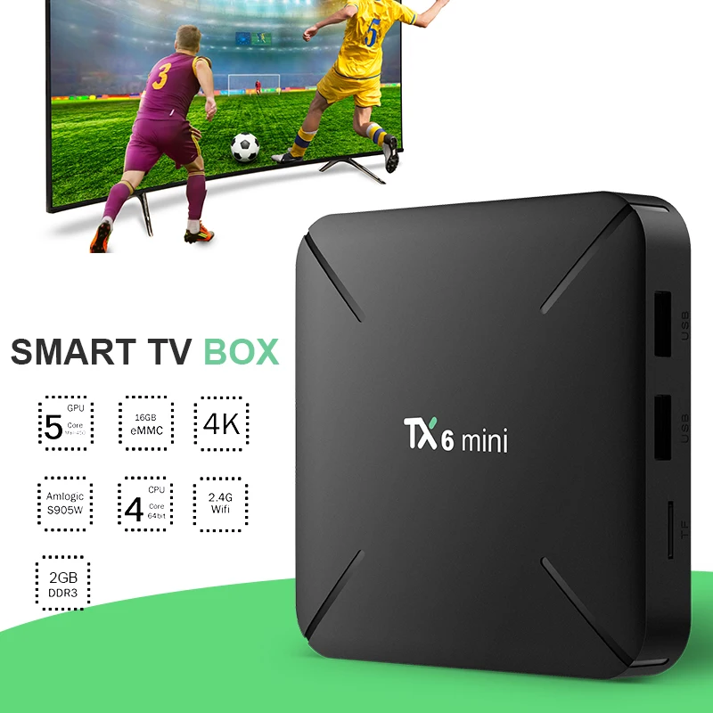 

Android 9.0 TX6 Mini HD Network Set Top Box 2GB+16GB 4K H6 Quad Core WIFI Media Players TX6 Tanix Set Top Box US/UK/EU/AU Plug