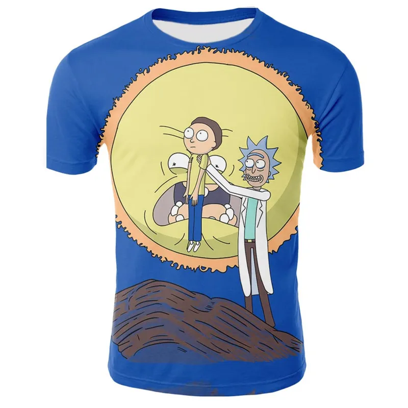 2019 Новая Летняя мужская футболка Рик и Морти с круглым вырезом 3D цифровой печатью