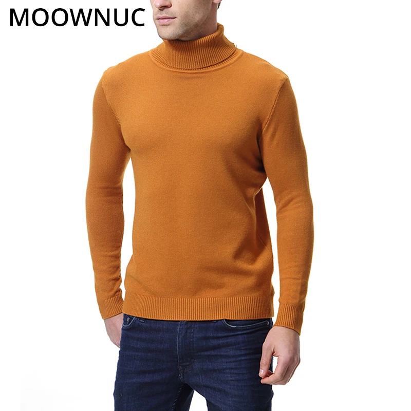 Свитер с высоким воротом пуловер для мужчин модный однотонный повседневный
