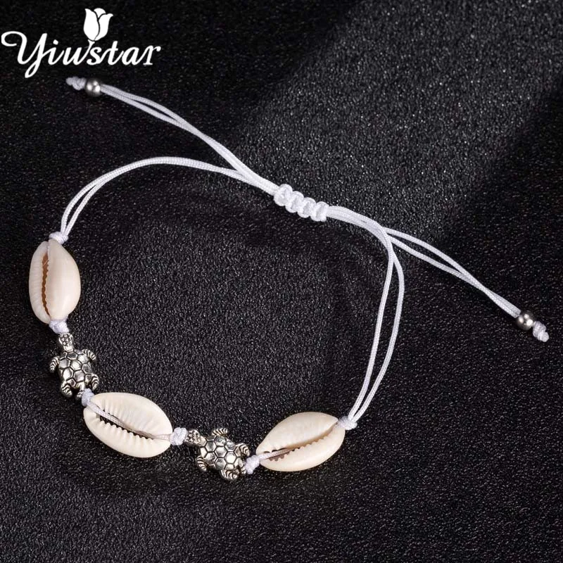 Yiustar Sea Animal Turtle Beach Shell Choker Bracelets Bangles Women hombre Boho Jewelry Hand Knit Bracelet Summer Conch Gifts | Украшения