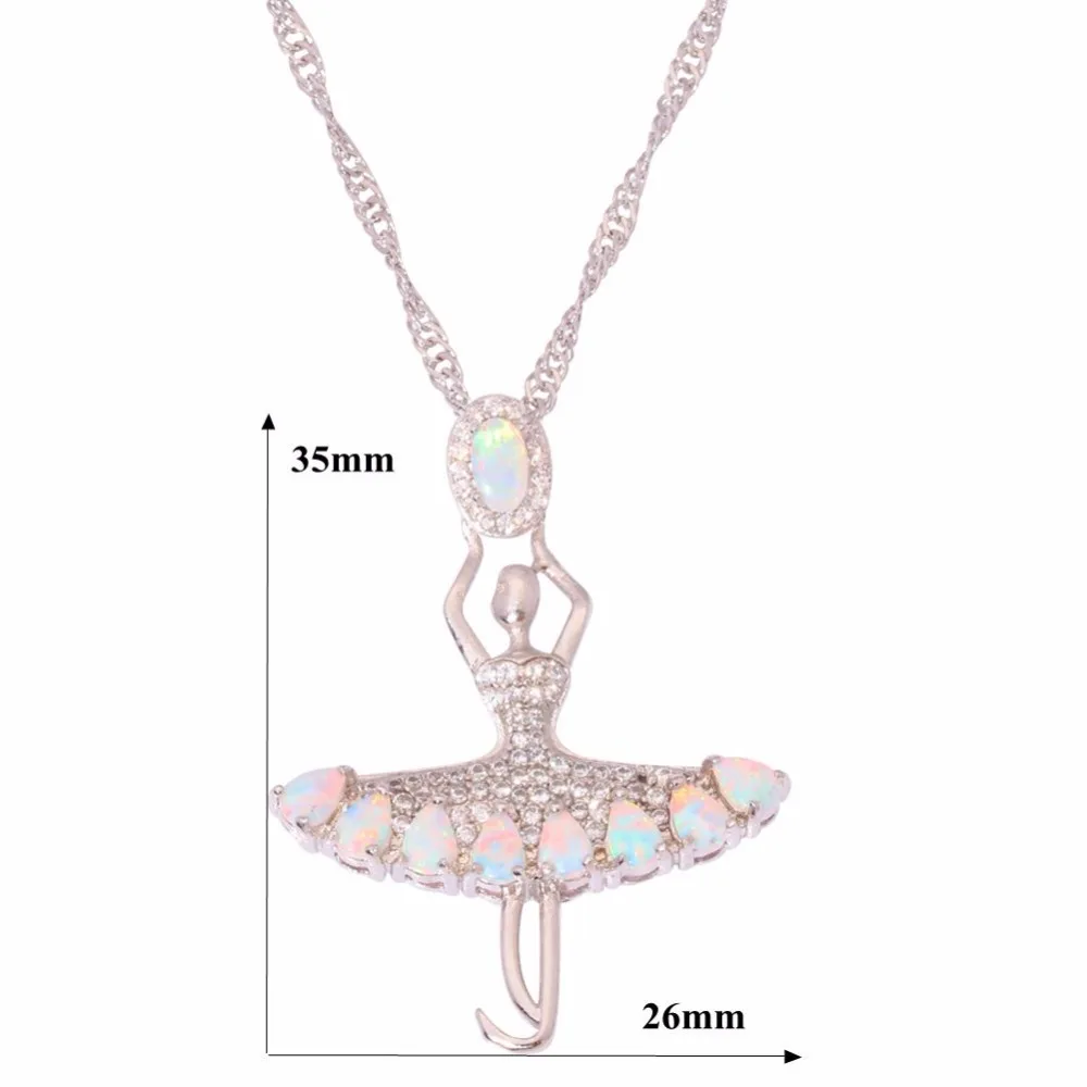 Женская подвеска с опалом CiNily зеленым и белым кубическим цирконием серебряным