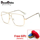 Винтажные квадратные мужские оправы для очков, роскошные дизайнерские прозрачные очки золотого цвета, мужские оправы для очков, 2022