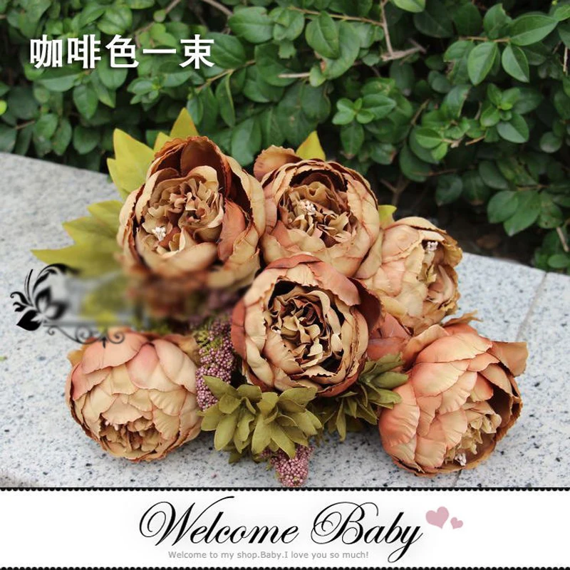 1x букет Искусственные цветы Шелковый цветок 8 глава Европейского осень яркие