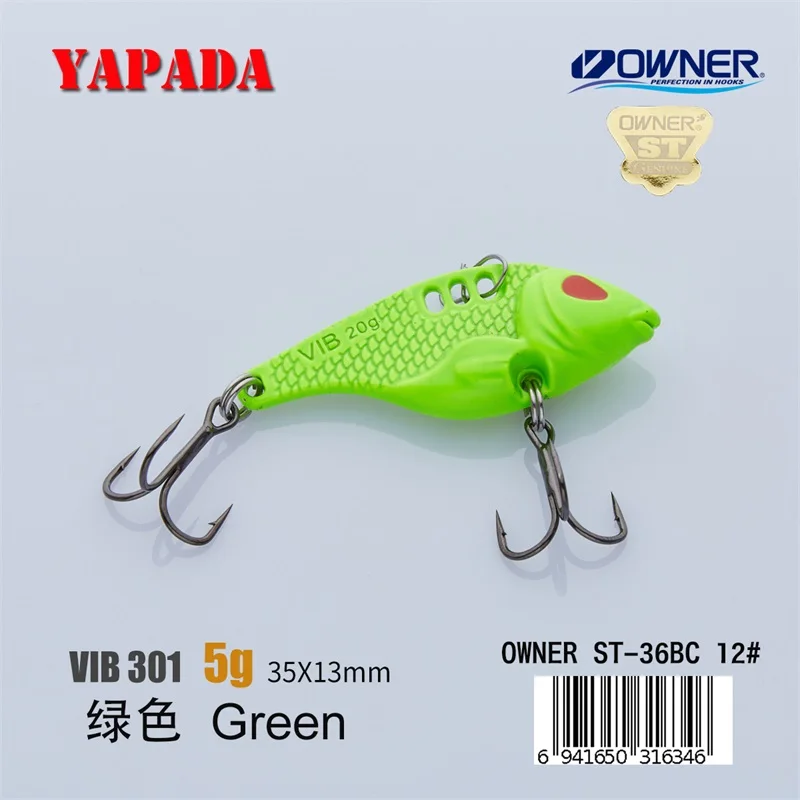 YAPADA VIB 301 Tycoon 5 г/7 г Держатель тройной крючок 35-38 мм перо многоцветный цинковый сплав металл VIB рыболовные приманки - Цвет: Green 5g