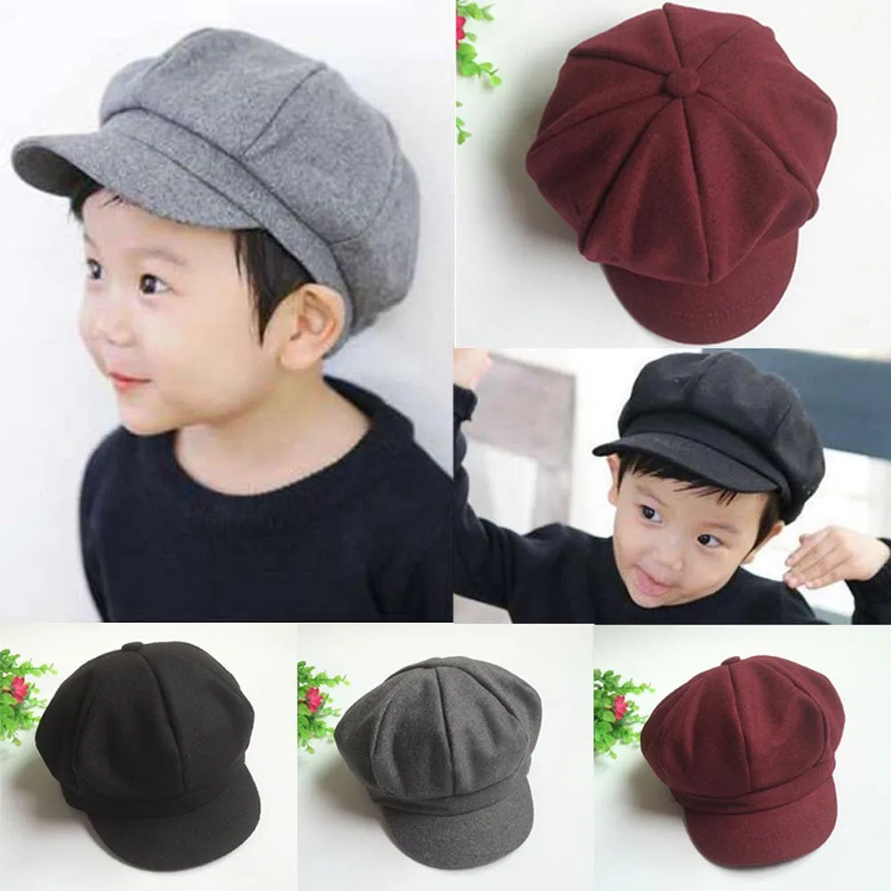 Kids Toddler Infant Dome Beret Cap Headwear Octagonal Hats baby beanie girl hat | Детская одежда и обувь