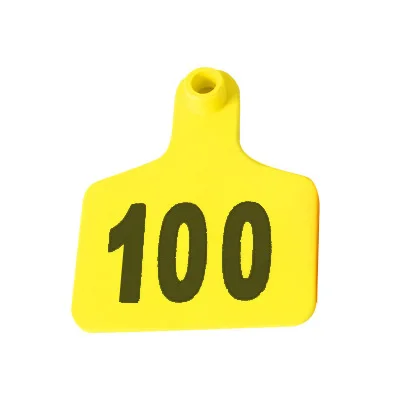 yellow 100 шт. коровья бирка для ушей знаки со словами бирки для ушей набор медных головок серьги фермы животных идентификационная карта - Цвет: yellow
