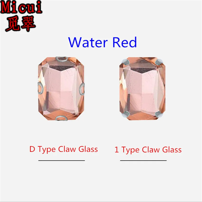 Water Red Micui Octangle стекло кристалл страз Швейные Стразы с коготь Кристалл пришить коготь стразы для свадьбы DIY MC1004 - Цвет: Water Red
