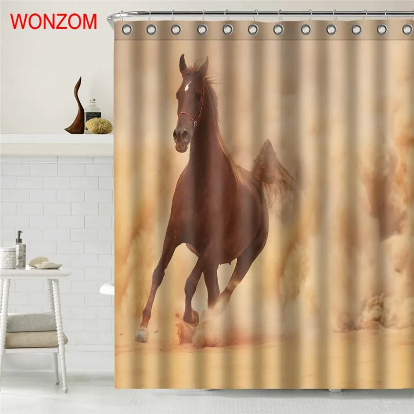 WONZOM Horse Run занавеска для душа Водонепроницаемая ванной современный занавес с изображением животных 12