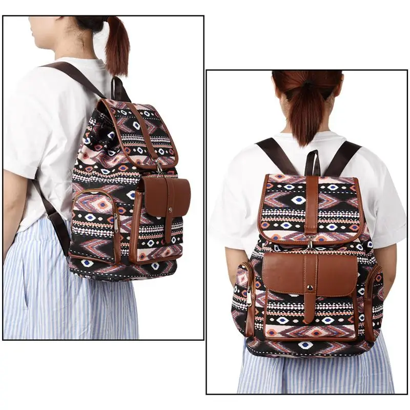 Vbiger богемный винтажный холщовый рюкзак для женщин колледжа Школы Путешествия