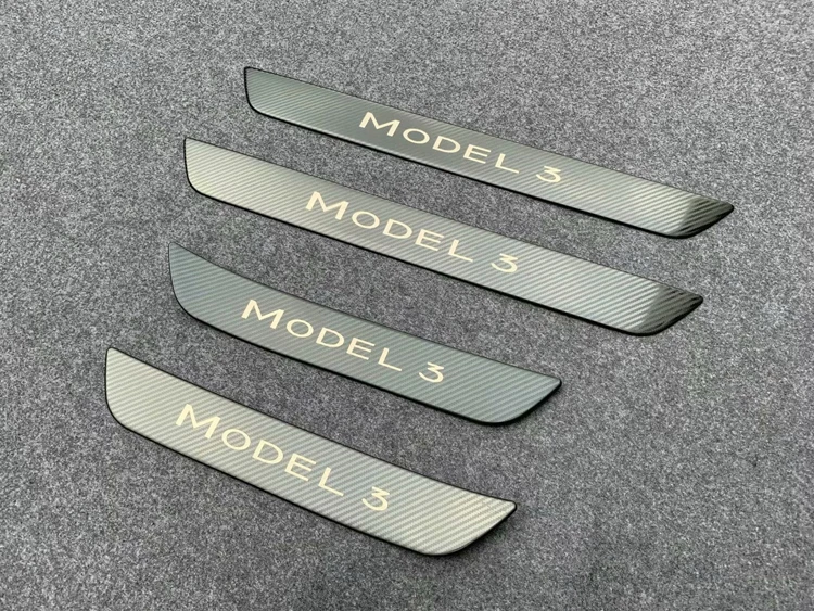 Защитная Накладка на порог из нержавеющей стали для Tesla Model 3 2017 2018 2019|Лепнина