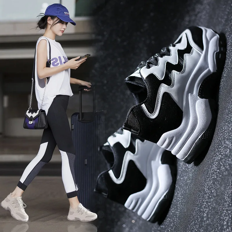 2019 Новая модная спортивная женская обувь ulzzang Harajuku Повседневная Уличная на