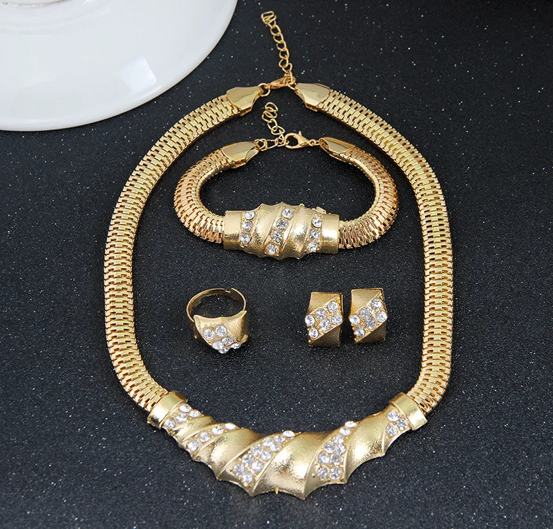 2018 женские модные Ювелирные наборы золотой воротник геометрический браслет