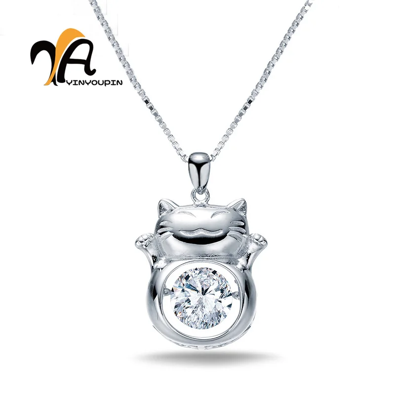 Я Инь вы pin s925 чистого серебра Цепочки и ожерелья милый маленький кот Стиль света