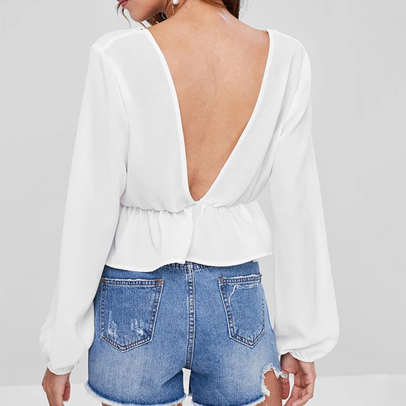 Белая женская рубашка кружевной топ повседневные топы белая блузка с V образным