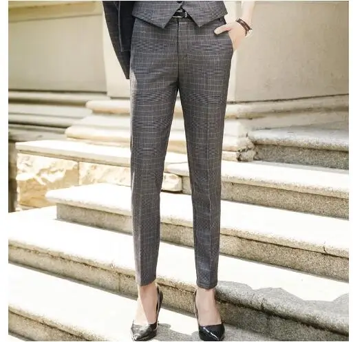 Женские деловые брюки в шотландскую клетку серые желтые черные | Женская одежда