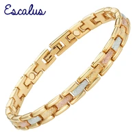 escalus love gift bio energy magnetic bracelet for women3 tone color ladies charm wristband promote blood circulation bracelets
