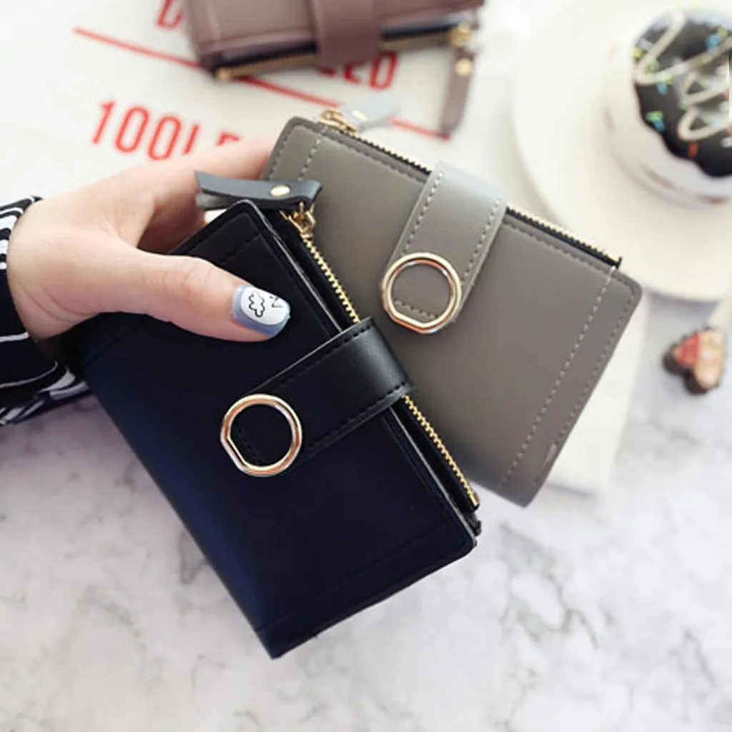 Womens Wallets and Purses Fashion Short Style Pure Color Lovely Coin Card Holder portfel damski billetera mujer ladies wallet | Багаж и