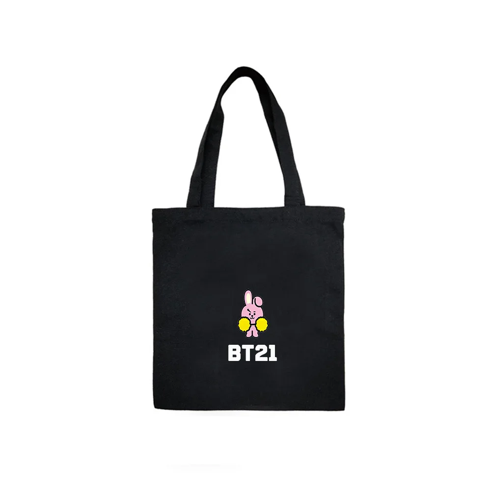 2018 Новый BTS BT21 TATA COOKY CHIMMY сумки холст хлопка Женская обувь черного цвета бежевый