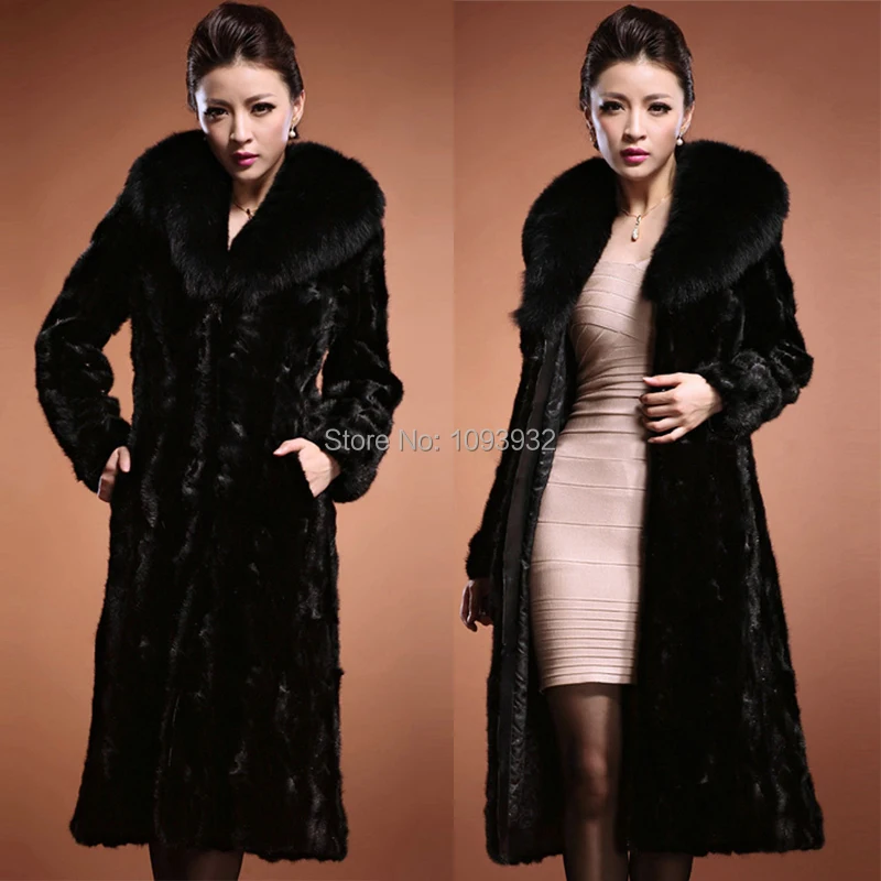 Пальто женское утепленное из искусственного меха норки размер размера плюс XXXL 4XL