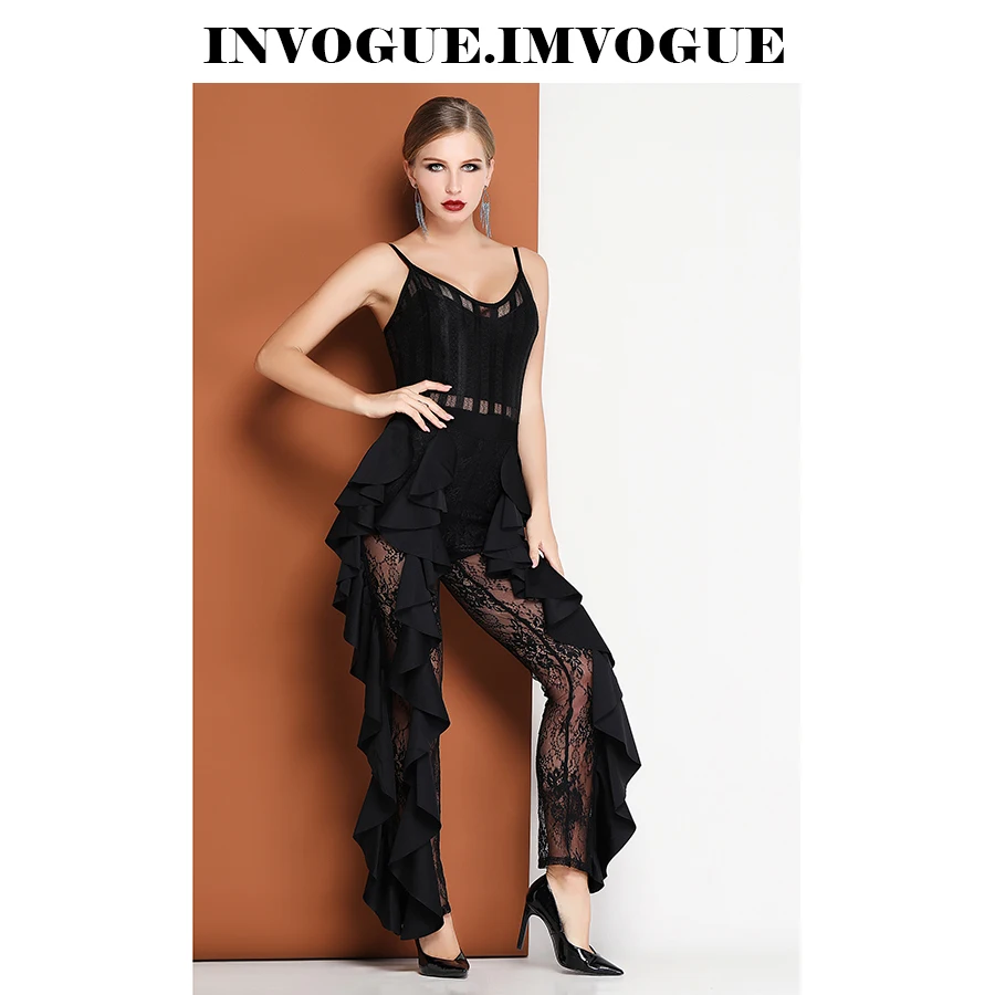 INVOGUE. IMVOGUE 2019 Новое поступление модный изящный кружевной прозрачный Полосатый