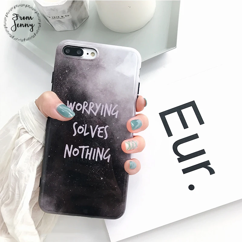 От Jenny серый письмо чехол для iphone X 8 плюс 6 мягкий ТПУ задняя крышка 7 plus S + простой |