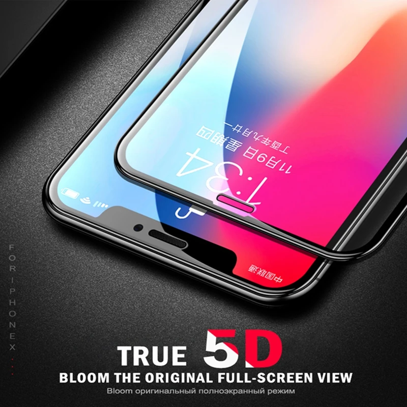 5D очки для iPhone 6 6s X XR XS стеклянная пленка полное покрытие Защита экрана 7 8 Plus Max
